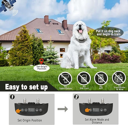 GPS Wireless Dog Fence System, Electric Satellite Technology Pet Containment System by GPS Signal Boundary for Dogs and Pets with Waterproof & Rechargeable Collar Receiver(Black)