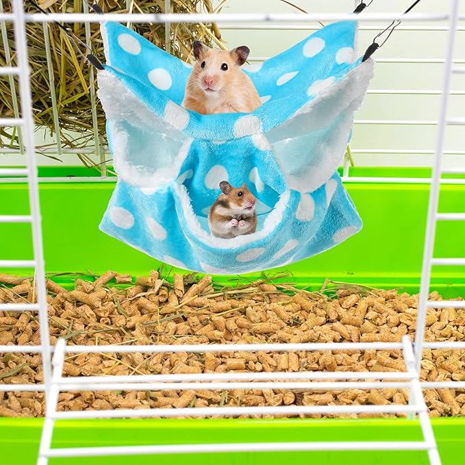 Sadnyy 6 Pieces Guinea Pig Rat Hammock Three Layer Ferret Bed Small Animal Hanging Pet Cage Hammock for Chinchilla Rat Sugar Glider Squirrel Reptiles(Lively Pattern)