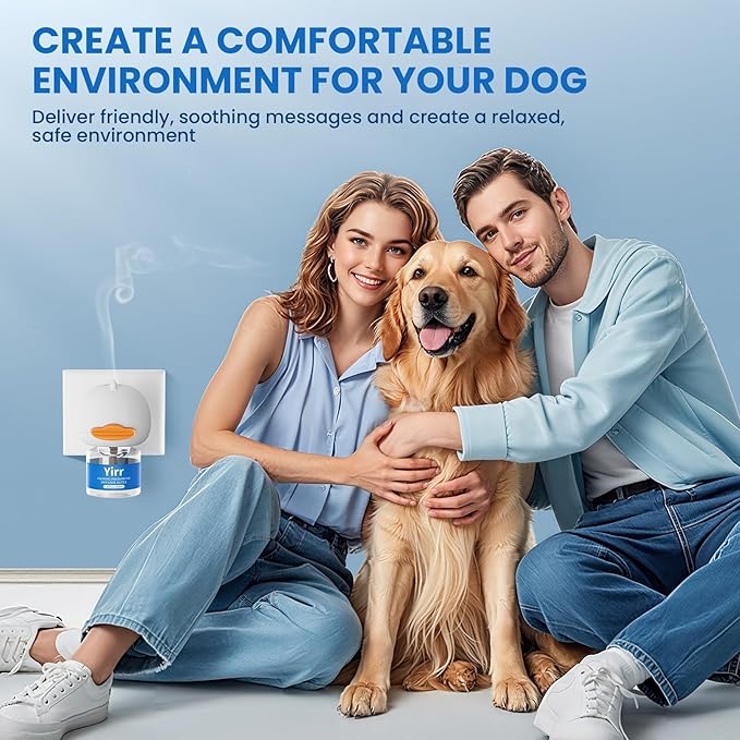Dog Calming Diffuser, 4 in 1 Dog Pheromones Calming Diffuser, Relaxing Pheromone for Dogs Relief Stress Anxiety Reduce Aggression Barking, Help Train Dog to Pee, 1 Diffuser 3 Refill(48ml)