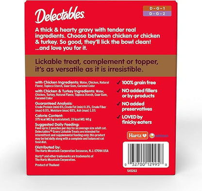 Hartz Delectables Gravy Non-Seafood Lickable Wet Cat Treat & Food Topper, Chicken Flavor Variety, 12 Pack, 1.40 Ounce (Pack of 12)
