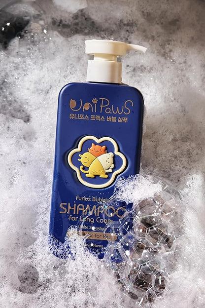 Unipaws Biotin Dog Shampoo for Long-Haired Coats – Deshedding, Detangling & Moisturizing for Silky, Tangle-Free Fur with Probiotics - EWG Green & Light Elegent Scent, Made in Korea, 16.9 Fl Oz / 500ml