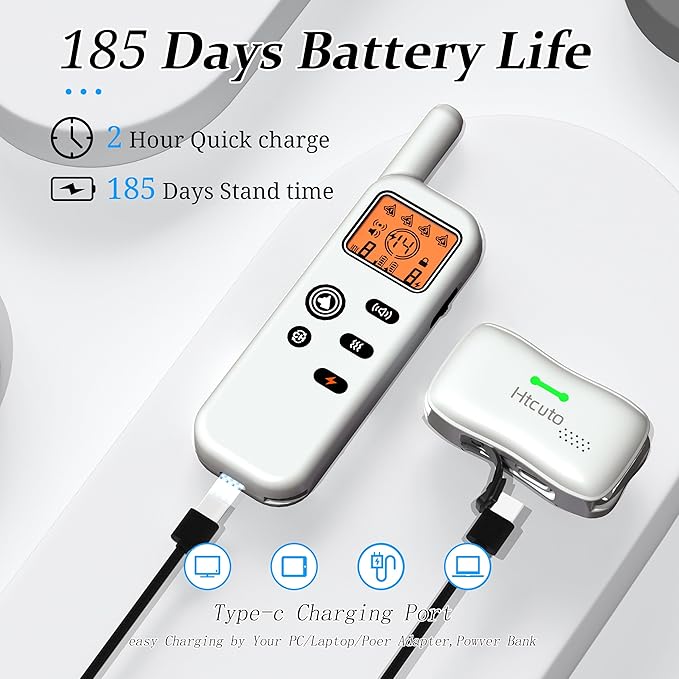 Wireless Dog Fence & Ultrasonic Training Collar -1160-Yard Adjustable Boundary for Outdoor, 6100FT Remote, 4 Modes (Beep/Vibration/Static/Ultrasonic), IPX7 Waterproof, 185-Day Standby, Grey