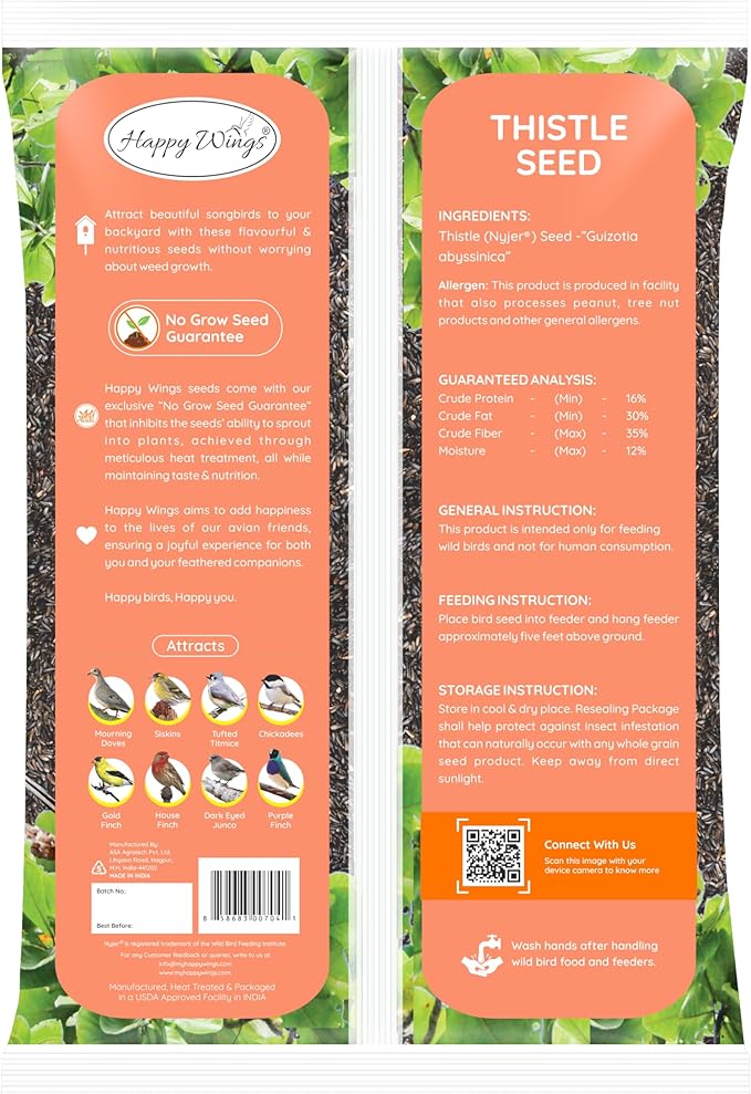 Nyjer/Thistle Seeds Wild Bird Food - 10 Pounds I No Grow Seed I Bird Seed for Wild Birds