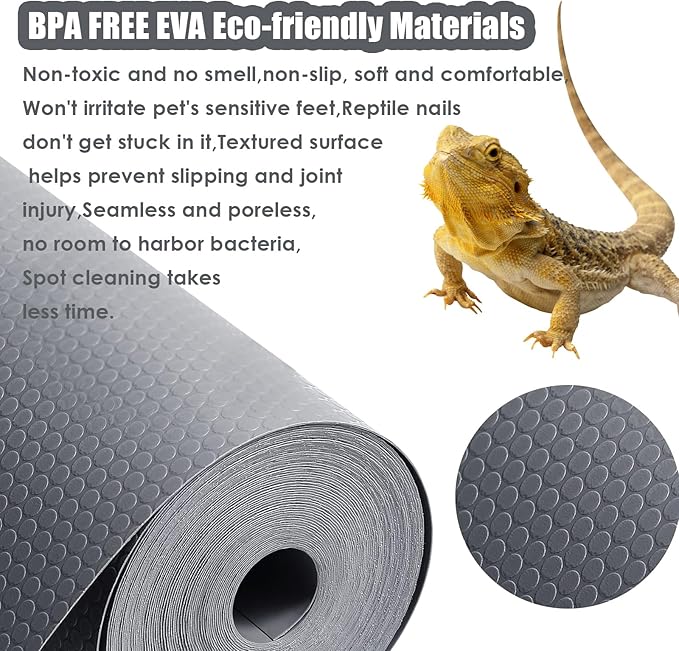 Bearded Dragon Tank Accessories, 120 Gallon Reptile Terrarium Liner Mat, 96" X 24" Reptile Flooring Substrate for 4x2x2 Reptile Enclosure, Reptile Bedding Carpet for Gecko,Lizard,Snake,Tortoise, Grey