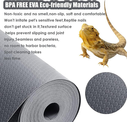 Bearded Dragon Tank Accessories, 120 Gallon Reptile Terrarium Liner Mat, 96" X 24" Reptile Flooring Substrate for 4x2x2 Reptile Enclosure, Reptile Bedding Carpet for Gecko,Lizard,Snake,Tortoise, Grey