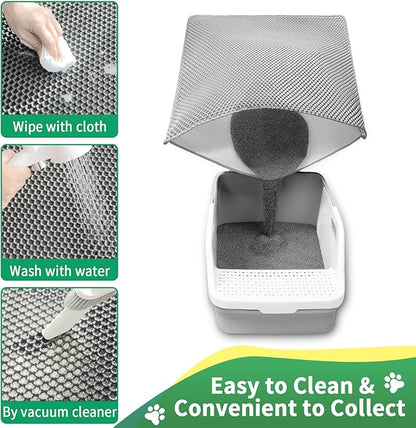 XXL 47''X 36'' Supper Large Cat Litter Box Mat,2 Layer Litter Mat for indoor cats,Rug for Pet kitty,Litter Trapping Mats,Waterproof Urine Proof,Non-Slip