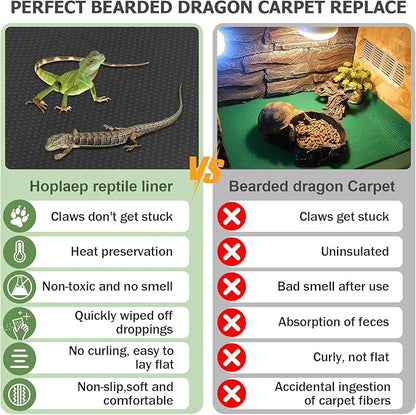 120 Gallon Reptile Terrarium Mat Liner, 96" X 24" Bearded Dragon Tank Accessories, Bearded Dragon Substrate flooring for 4x2x2 Reptile Enclosure, Reptile Bedding Carpet for Gecko,Lizard, Black