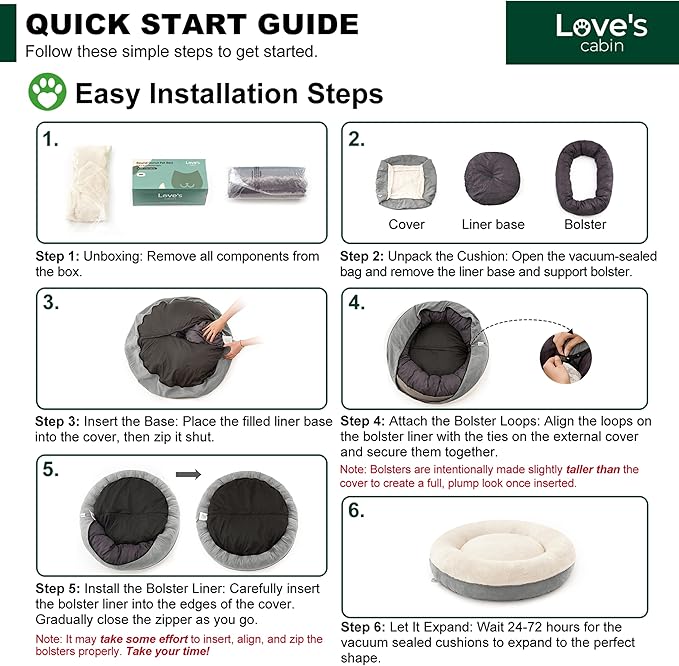 Love's cabin Round Donut Cat and Dog Cushion Bed, 30in Pet Bed for Medium or Large Dogs, Anti-Slip & Water-Resistant Bottom, Soft Durable Fabric Pet beds, Washable Calming Cat & Dog Bed Grey