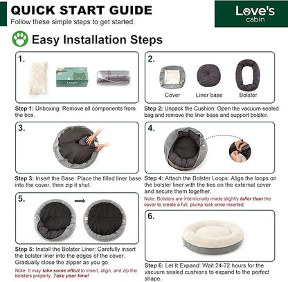 Love's cabin Round Donut Cat and Dog Cushion Bed, 30in Pet Bed for Medium or Large Dogs, Anti-Slip & Water-Resistant Bottom, Soft Durable Fabric Pet beds, Washable Calming Cat & Dog Bed Grey