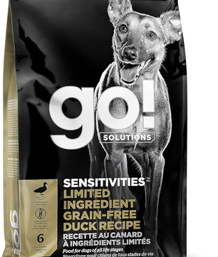 Go! Solutions Sensitivities Limited Ingredients, Grain-Free Dry Dog Food, Duck Recipe for Sensitive Stomach, 12 lb Bag