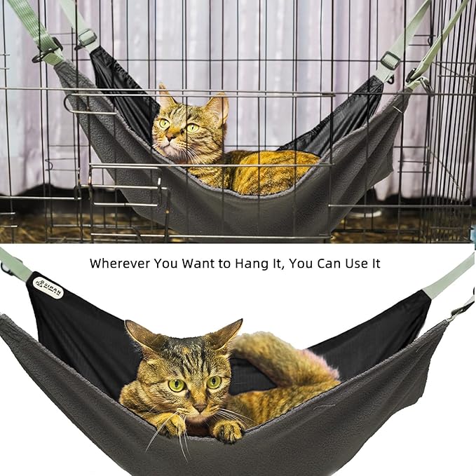 Cat Hammock for Cage - Washable Soft Outdoor Mat, Waterproof Cooling Pad for Cats (Large, Black)