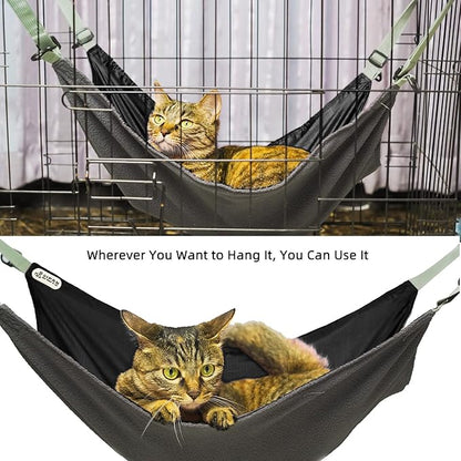 2 Pieces Cat Hammock for Cage,2 Pieces Reversible Cat Hanging Hammock,Cat Hammocks Hunging for Cage,Waterproof Cooling Kittens Pad for Cats (Large, BlackBlack)