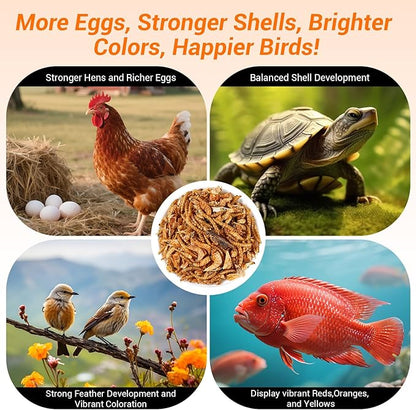 Mighty Crunch Mix Aquatic Turtle Food - 1 Lbs Resealable Bag of High Protein Insect Blend, Dried Mealworms, River Shrimp, Crickets - for Turtles, Reptiles & Amphibians, Chicken, Birds