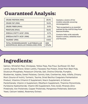 Vibrant Probiotic Dog Food Dry, Salmon, 18lb Bag, Allergy and Gut-Friendly Adult Kibble for Digestive Health with Wild-Caught Salmon, 20 Plant Based Superfoods, Grain x Poultry Free