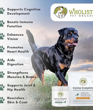 Wholistic Pet Organics Canine Complete - Dog Multivitamin Powder - 4 Lb - Daily Dog Vitamins and Supplements for Homemade Food - Immune System, Skin, Coat & Overall Health - Small and Large Breed