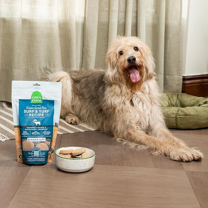 Open Farm, Freeze Dried Raw Dog Food, Patties with 95% Meat, Organs & Bone, Complete Meal or Freeze Dried Dog Food Mixer, Turkey Recipe, 17.5oz Bag