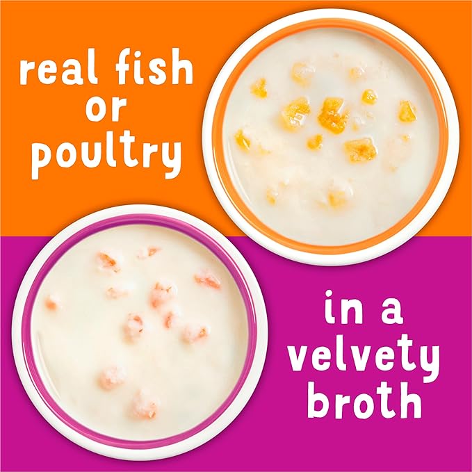 Purina Friskies Grain Free Wet Cat Food Lickable Cat Treats Variety Pack, Lil' Soups With Salmon, Tuna or Shrimp - (Pack of 30) 1.2 oz. Cups