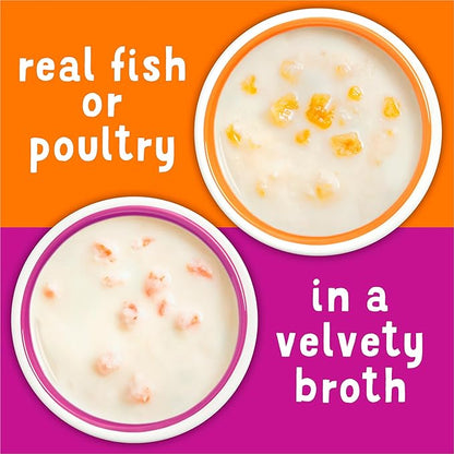 Purina Friskies Grain Free Wet Cat Food Lickable Cat Treats Variety Pack, Lil' Soups With Salmon, Tuna or Shrimp - (Pack of 30) 1.2 oz. Cups