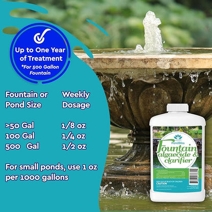 Algaecide for Fountains – Clarify and Controls Algae for Large and Small Fountain (8 oz)