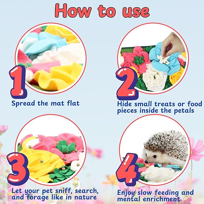 Foraging Mat for Hedgehog Enrichment Toys, Hedgehog Toys for Cage, Interactive Feeding Toy for Small Pet, Rabbit Foraging Mat, Hedgehogs Accessories, Guinea Pig Toy (Green, 17.7x9.8in)