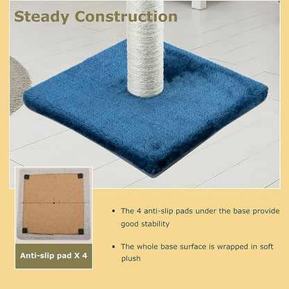 Dimaka 34" Height Tall Cat Scratching Post, Claw Scratcher with Sisal Rope and Covered with Soft Smooth Plush, Vertical Scratch [Full Strectch] Cats (Blue, 34 inches for Large Cats)