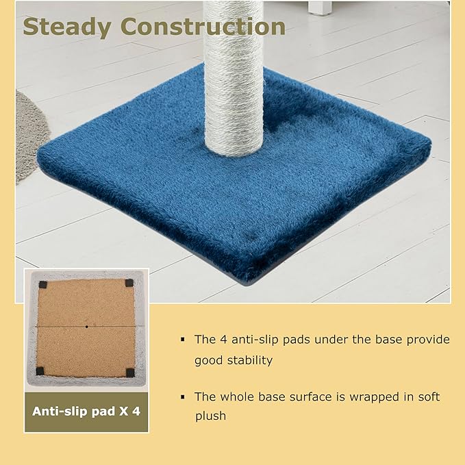 Dimaka 29" Tall Cat Scratching Post, Claw Scratcher with Sisal Rope and Covered with Soft Smooth Plush