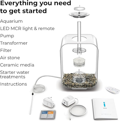 biOrb Life 15 Acrylic 4-Gallon Aquarium with Multi-Color Remote-Controlled LED Lights Modern Compact Tank for Tabletop or Desktop Display, Transparent