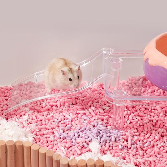 Hamster Ladder Bridge - Waterproof Plastic Climbing Toy, Multi-Color Play & Decor for Hamsters, Gerbils, Mice, and Small Animals (Yellow, 7.48")