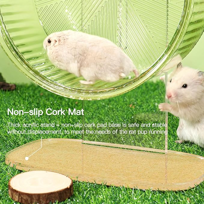 Super-Silent Hamster Exercise Wheel: Silent Spin Toys Hamster Running Wheels with Height Adjustable Stand for Hamsters Gerbils Mice Or Other Small Animals -8.5inch Blue