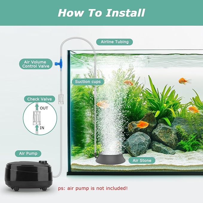 hygger Aquarium Air Stone, Fish Tank Bubbler Aerator with Stainless Steel Base, Oxygen Diffuser for Nano Air Pumps Hydroponics Small Ponds and Fish Tanks