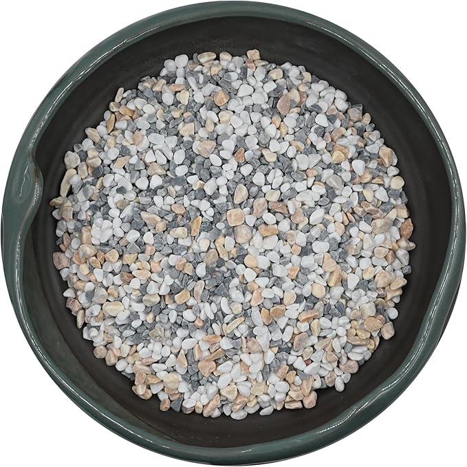 5 LB GreyMixed Pea Gravel, Natural Succulent and Cactus Gravel Pebbles, Pebbles for Indoor Plants, Natural Gardens Mulching, for Houseplants, for Aquarium Gravel, to Maintain Soil Aeration(4-6mm)