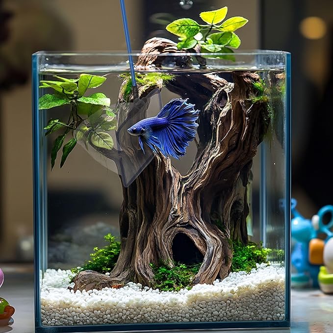 3 Pack Aquarium Net, Multi-Size Fine Quick Fish Catch Nets Extra Soft Nylon Fishing Nets with Plastic Handle for Aquarium Fish Tank Supplies- White (4in,5in, 6in)