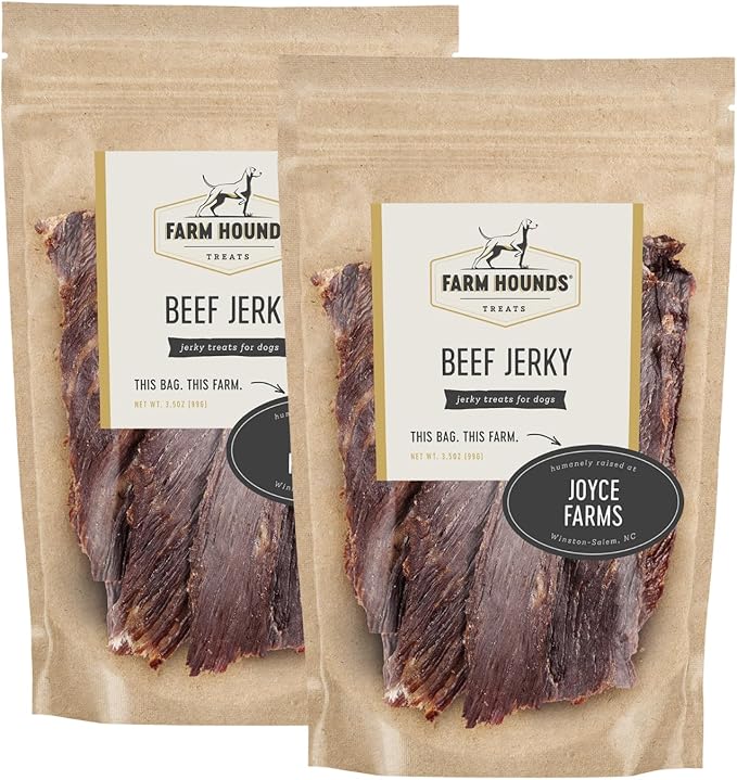 Farm Hounds - Beef Jerky - Premium Natural Jerky for Dogs - 100% Humanely Raised Cattle - Break-to-Size - Great for Training & Treats - No Fillers - Made in USA - 3.5 oz - 2 Pack