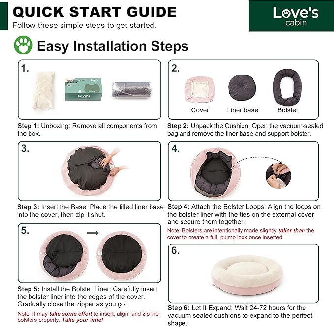 Love's cabin Round Donut Cat and Dog Cushion Bed, 25in Pet Bed for Small or Medium Dogs, Anti-Slip & Water-Resistant Bottom, Soft Durable Fabric Pet Beds, Washable Calming Cat & Dog Bed Pink