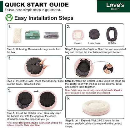 Love's cabin Round Donut Cat and Dog Cushion Bed, 25in Pet Bed for Small or Medium Dogs, Anti-Slip & Water-Resistant Bottom, Soft Durable Fabric Pet Beds, Washable Calming Cat & Dog Bed Pink