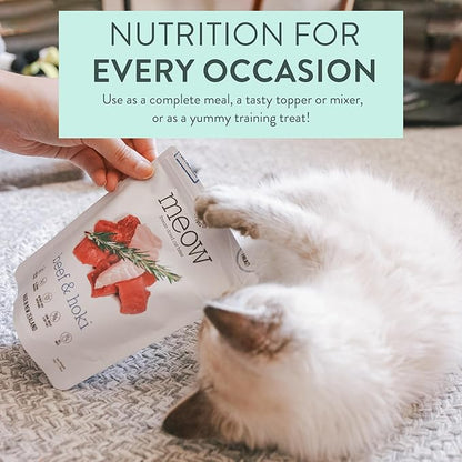 The New Zealand Natural Pet Food Co Meow Freeze Dried Cat Food - Beef & Hoki Recipe, High Protein, Meals & Toppers, Dry Cat Food,1.76 oz