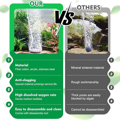 hygger Air Stones for Aquariums, Transparent Acrylic Fish Tank Bubbler Kit with Air Tube, Ultra Silent Bubble Stone Super-High Dissolved Oxygen Diffuser for Aquarium Fish Tank and Hydroponic