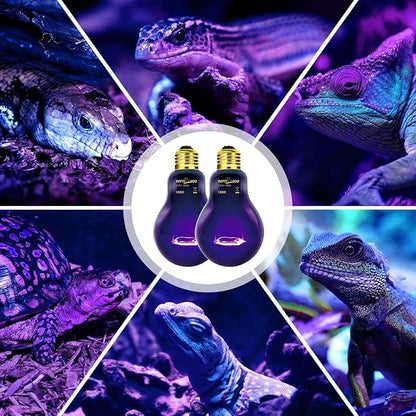 REPTI ZOO 2PCS Reptile Heat Lamp, 150W Night Heat Bulb Moonlight Bulb Purple Infrared Heating Lamp Simulate Natural Moonlight Night Heat Bulb for Reptile Amphibian