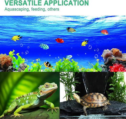 18.9 inch Aquarium Tweezers with Hanger, 2025 New Extra Long Feeding Tongs, Stainless Steel Large Aquascape Tools for Fish Tank, Terrarium, Aquascaping, Reptile Snake (Curved)