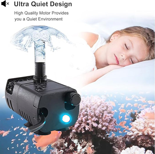 USB Mini Fountain Pump,1M tube,DC 5V 0.7W Mini Submersible Pump with Filter,Suitable for Small and Medium-Sized Aquariums,Tabletop Fountains,Pet Fountains,Hydroponic Pumps (Black)