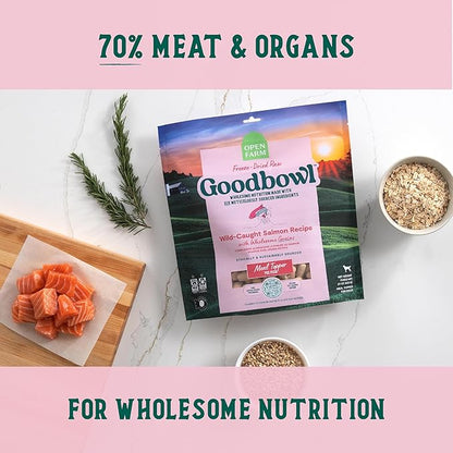 Open Farm Goodbowl Dog Food Topper, Freeze Dried Raw, Wild Caugh Salmon & Wholesome Non-GMO Grains Recipe, 46oz Bulk-Size Bag