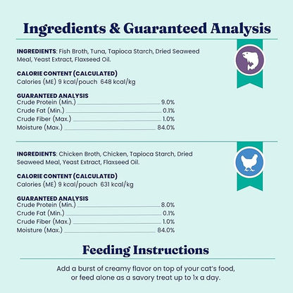 Solid Gold Lickable Cat Treats - Limited Ingredient SeaMeal Squeezable Healthy Cat Treats Variety - Chicken & Tuna Snack & Topper Squeeze Ups for Cats w/for Gut & Immune Support - 3oz/6ct