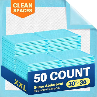30" x 36" 100 Count Super Absorbency Disposable Bed Pads for Adults, Leakproof Quick Drying Underpads for Adults Baby Puppy, Incontinence Pads, Puppy Pad Dog Training Pee Pads