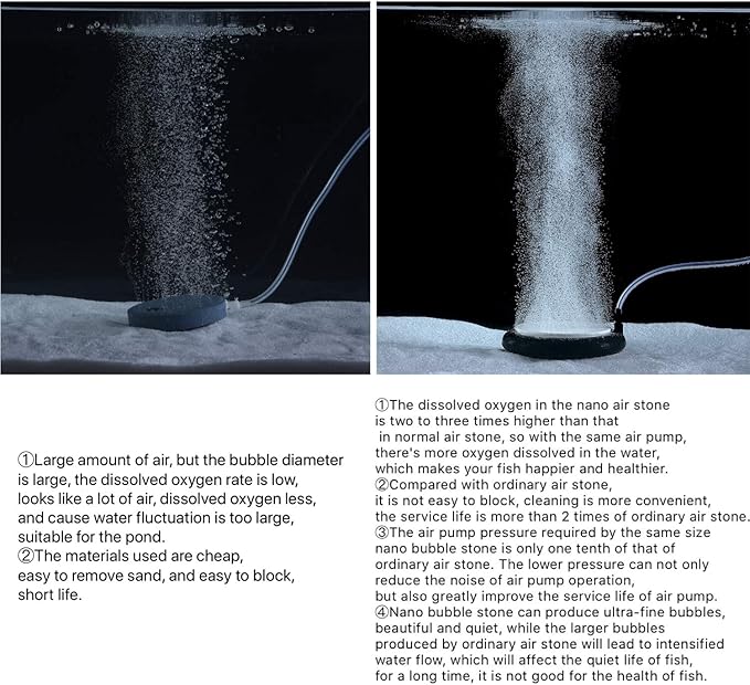 Carefree Fish Aquarium Nano Air Stone Disk Fish Tank Bubble Stone Disc 1.4/2/4/6/8 Inch