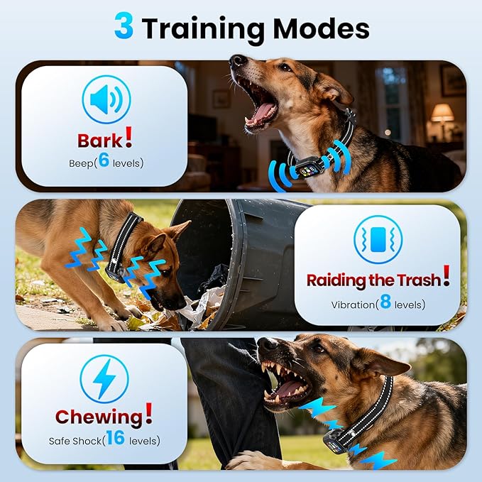 2 in 1 Dog Shock & Bark Collar - 4500FT Remote Collar with Voiceprint Recognition, Beep/Vibration/Shock Modes, 8 Sensitivity Levels, IP67 Waterproof, Portable Training Collar for 5-120lbs Dogs