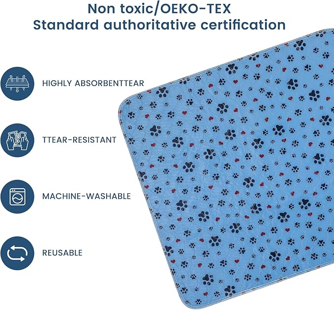 Washable Pee Pads for Dogs,4 Pack Extra Large 34"x36" Super Absorbent Reusable Puppy Pads,Non-Slip 100% Waterproof Dog Pee Pads,Pet Training Pads for Couch, Crate,Potty Training,Floor