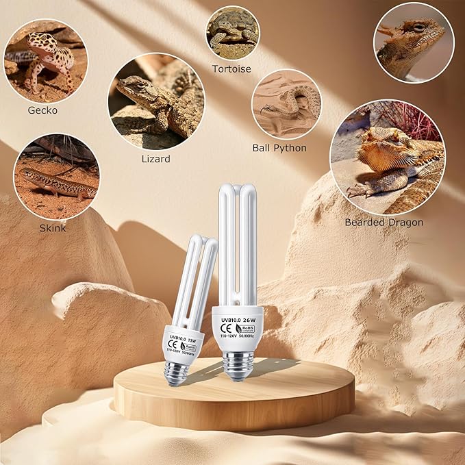 Linear UVA/UVB Lamp 10.0, 26W - Desert Habitat Lighting, Compact Terrarium Lamp, UVB Light Bulb for Bearded Dragon, Lizard, Tortoise, Snake, Gecko & All Desert-Dwelling Reptiles