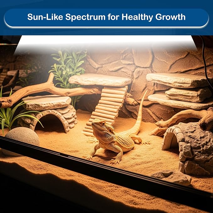 MRREPTILE T5 UVB Reptile Light Fixture Kit – 8W High-Output 10.0 UVB Bulb for Bearded Dragons, Turtles & Lizards – Liner UVA/UVB Lighting for Basking & Vitamin D3 Synthesis