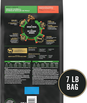 Purina Pro Plan Hairball Management, Indoor Cat Food, Salmon and Rice Formula - 7 lb. Bag