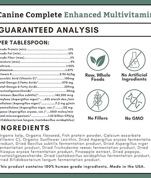 Wholistic Pet Organics Canine Complete - Dog Multivitamin Powder - 2 Lb - Daily Dog Vitamins and Supplements for Homemade Food - Immune System, Skin, Coat & Overall Health - Small and Large Breed